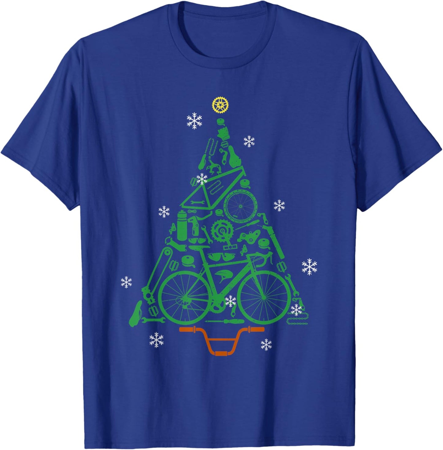 Road Bike Bicycle Funny Christmas Tree Cyclist Kids Adults T-Shirt - T-Shirt | Royal