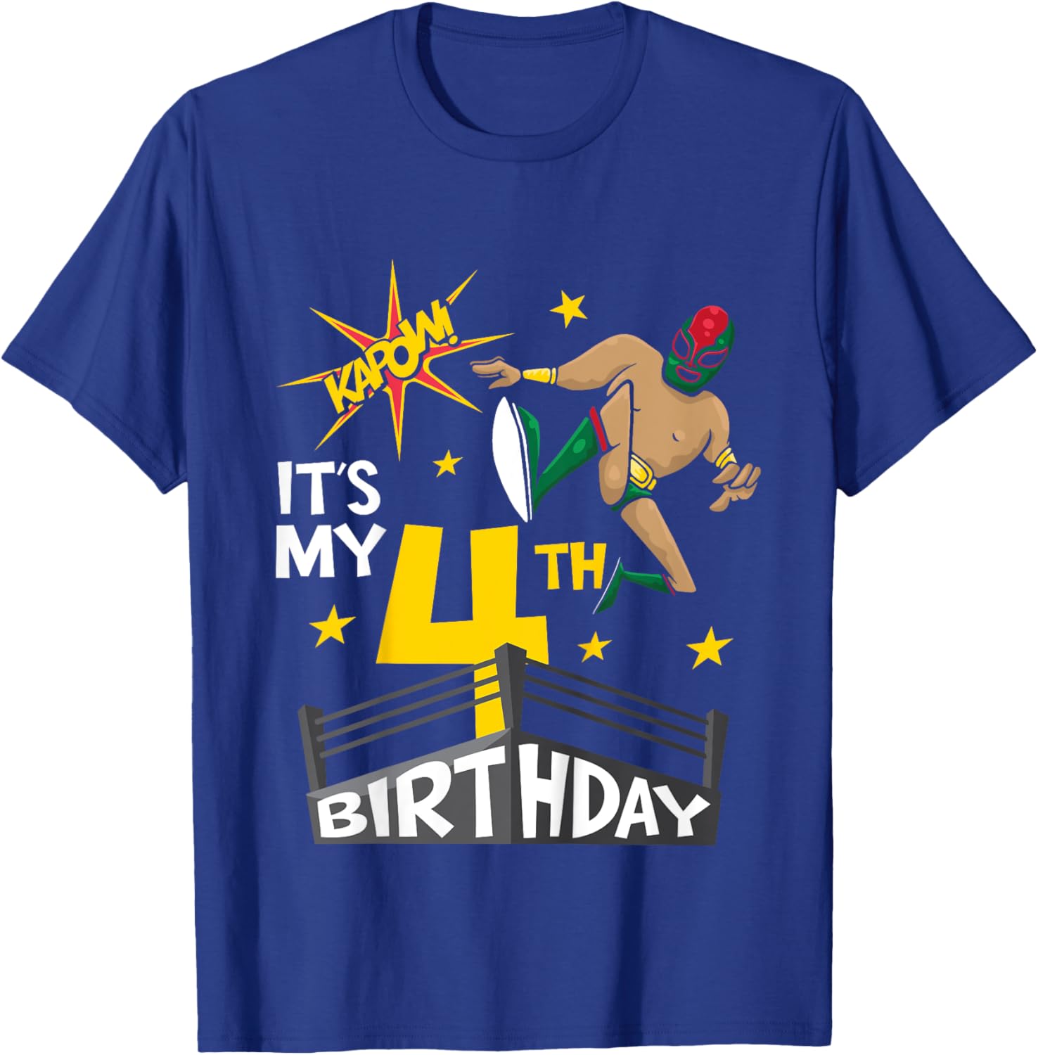 Kids It's My 4th Birthday 4th Birthday Boy Wrestling Themed Party T-Shirt - T-Shirt | Royal