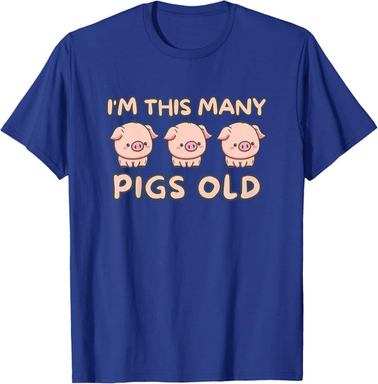 I'm This Many Pigs Old - 3rd Birthday Pig 3 Years Old Bday T-Shirt - T-Shirt | Royal