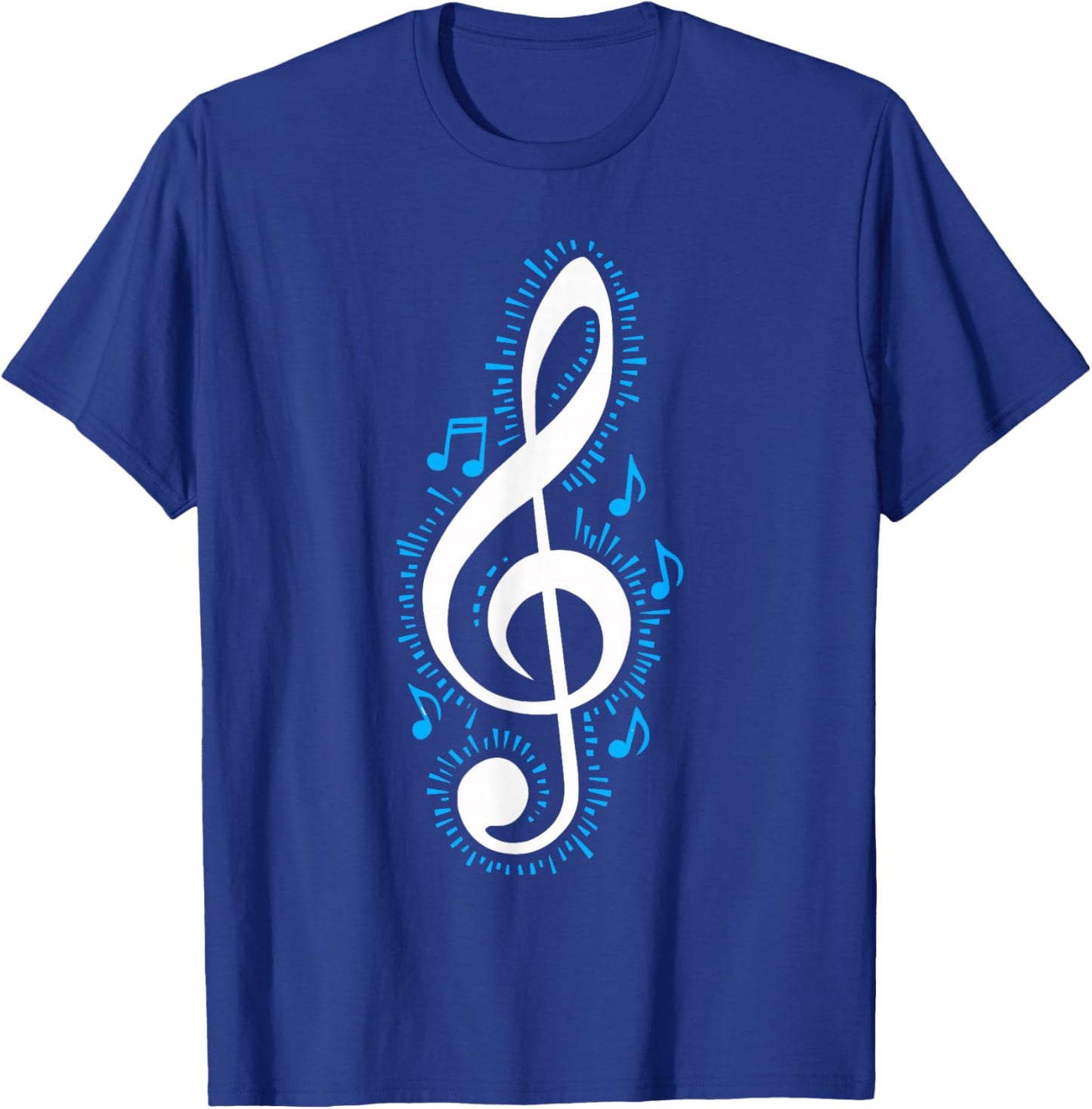 Treble Clef and Blue Music Notes Design for Music Love T-Shirt - T-Shirt | Royal