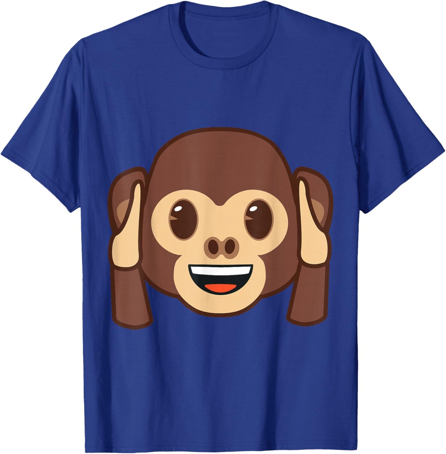 Official Emoji Monkey Holding Ears Yellow Smile Face T-Shirt - T-Shirt | Royal