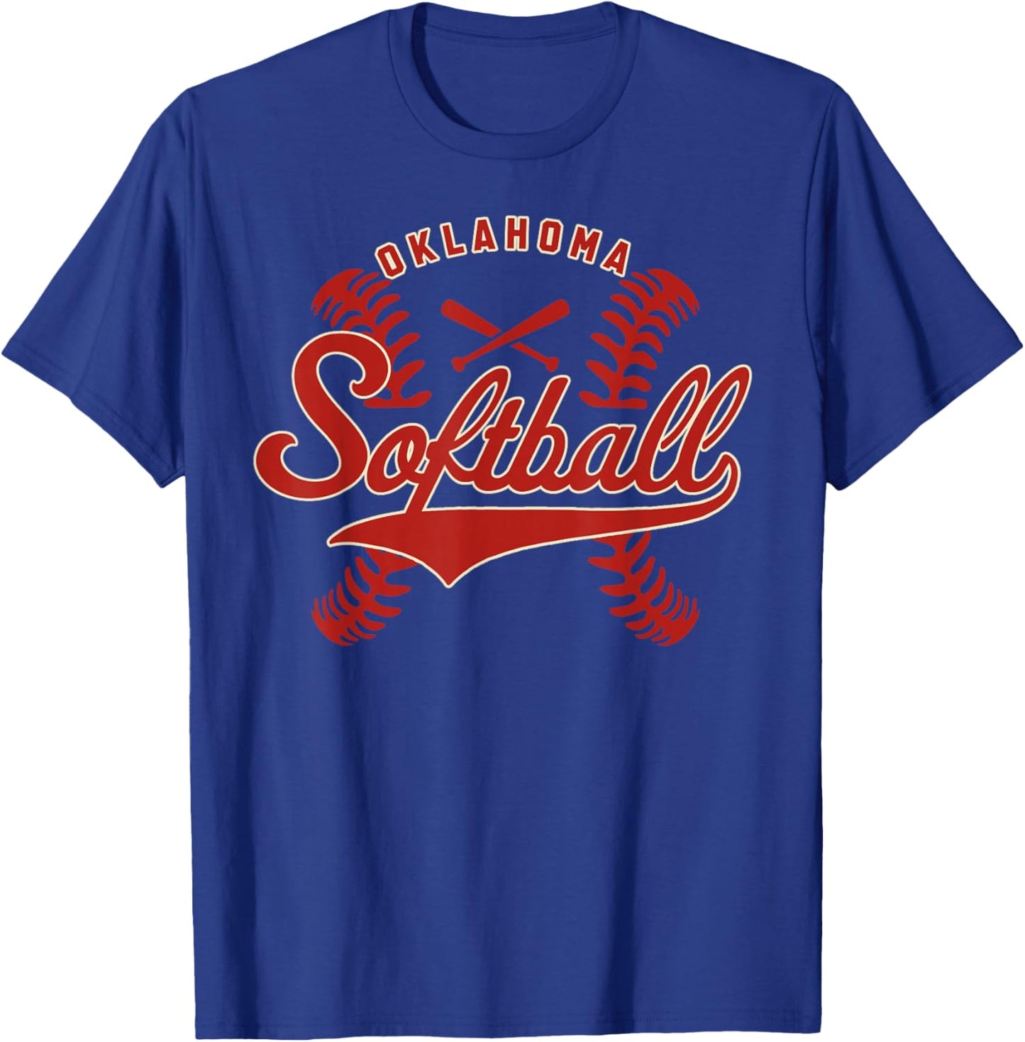 Oklahoma Softball Vintage Kids Team Retro Softball Fan T-Shirt - T-Shirt | Royal