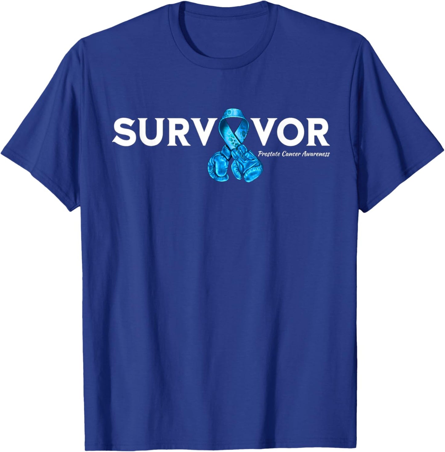 Family Prostate Cancer Awareness Light Blue Ribbon Survivor T-Shirt - T-Shirt | Royal