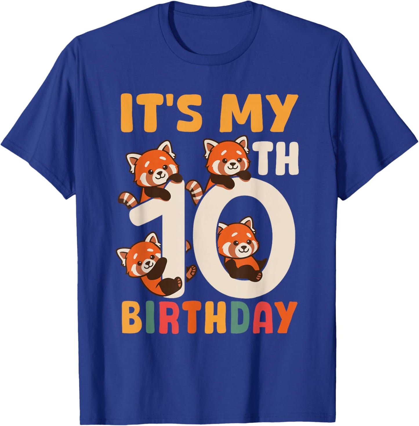 Red Panda 10 Year Old 10th Birthday T-Shirt - T-Shirt | Royal