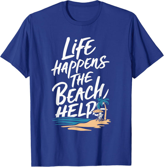 Life Happens The Beach Helps Women T-Shirt - T-Shirt | Royal