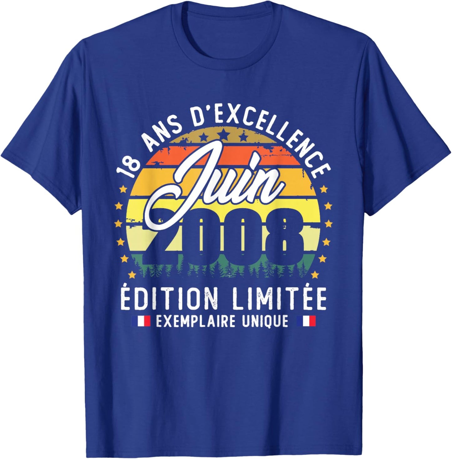 Vintage Juin 2008 Cadeau Anniversaire 18 Ans Garçons Filles T-Shirt - T-Shirt | Royal