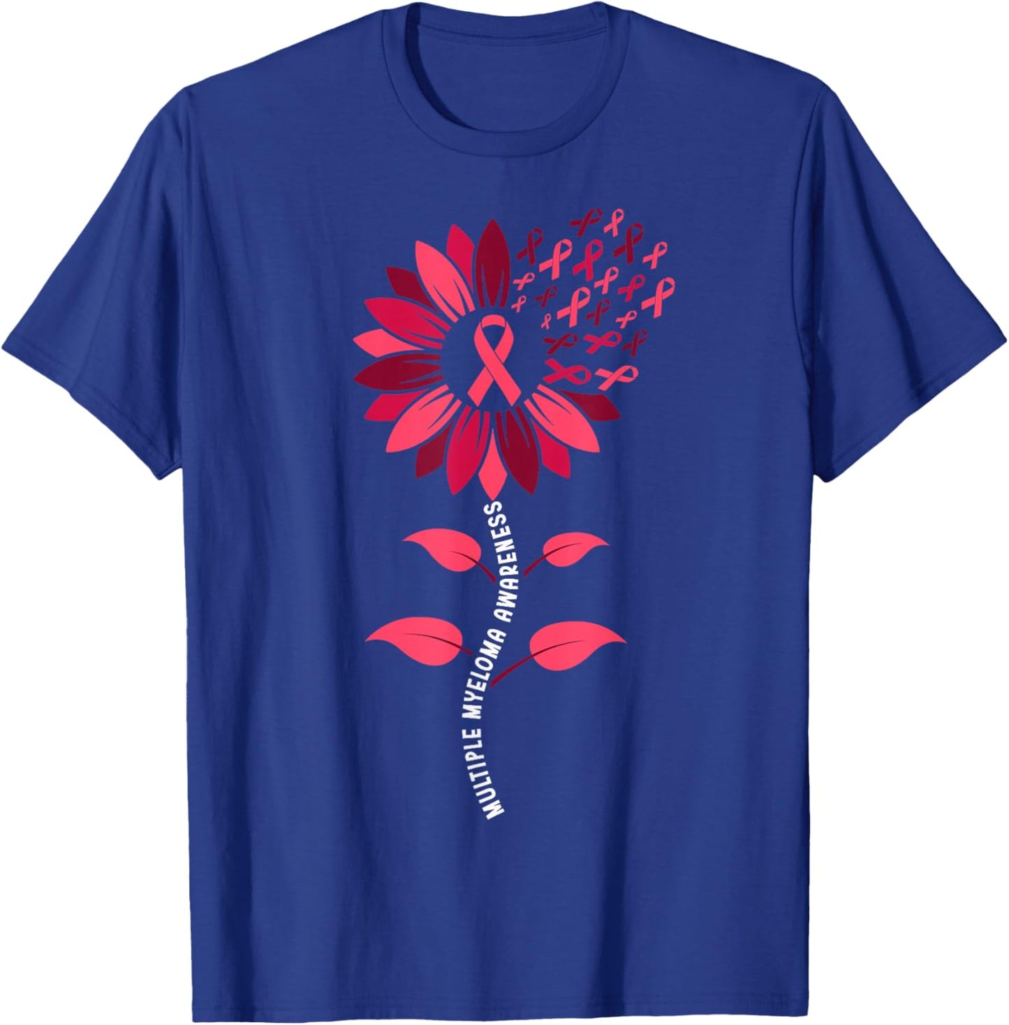Sunflower Multiple Myeloma Awareness Burgundy Ribbon T-Shirt - T-Shirt | Royal