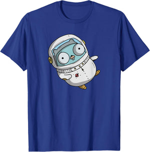 Astronaut Gopher - Fun Programmer Developer GO lang Logo T-Shirt - T-Shirt | Royal