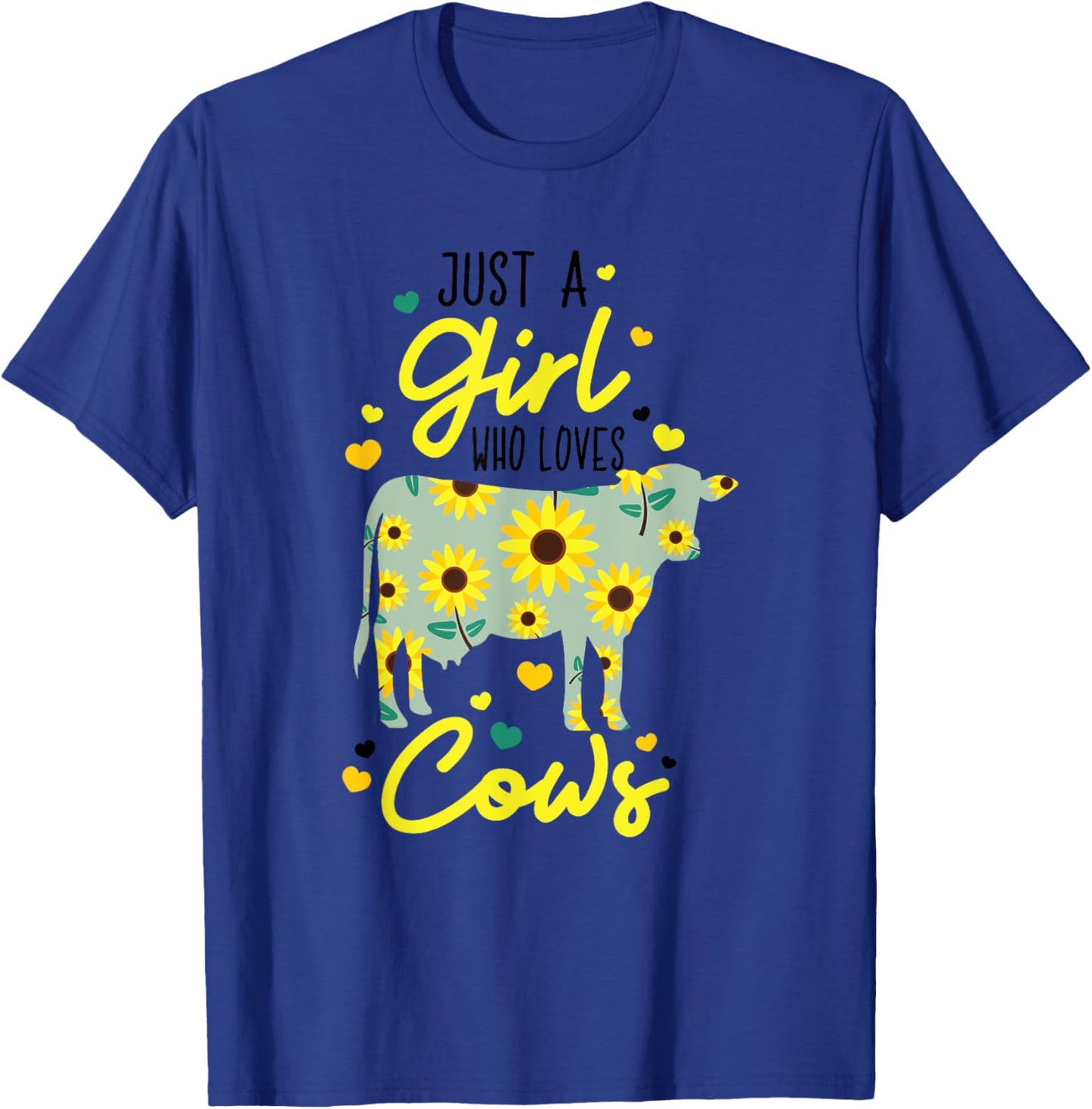 Just A Girl Who Loves Cows Funny Floral Heifer Farmer Lovers T-Shirt - T-Shirt | Royal