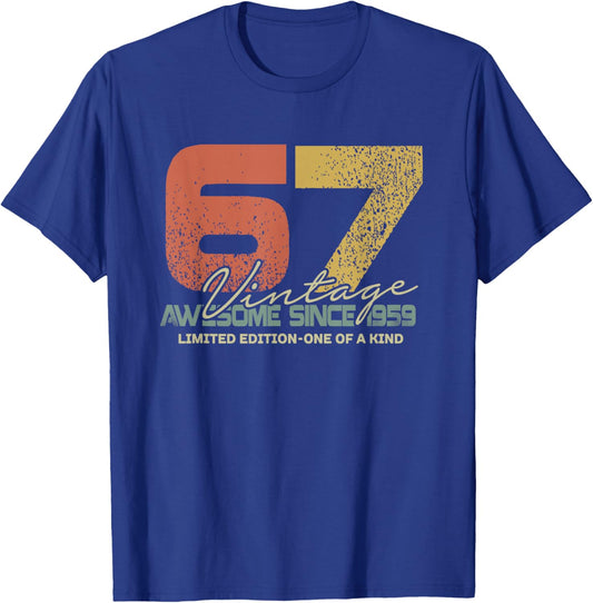 Vintage 67 Year Old Awesome Since 1959 67th Birthday Dad Men T-Shirt - T-Shirt | Royal