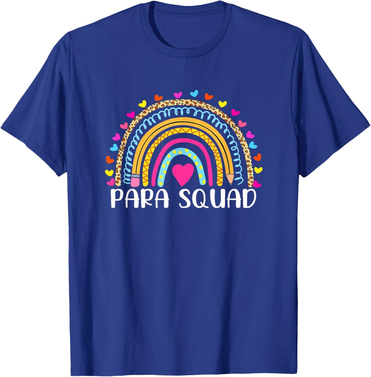 Paraprofessional Para Squad Teacher Crew Boho Rainbow T-Shirt - T-Shirt | Royal