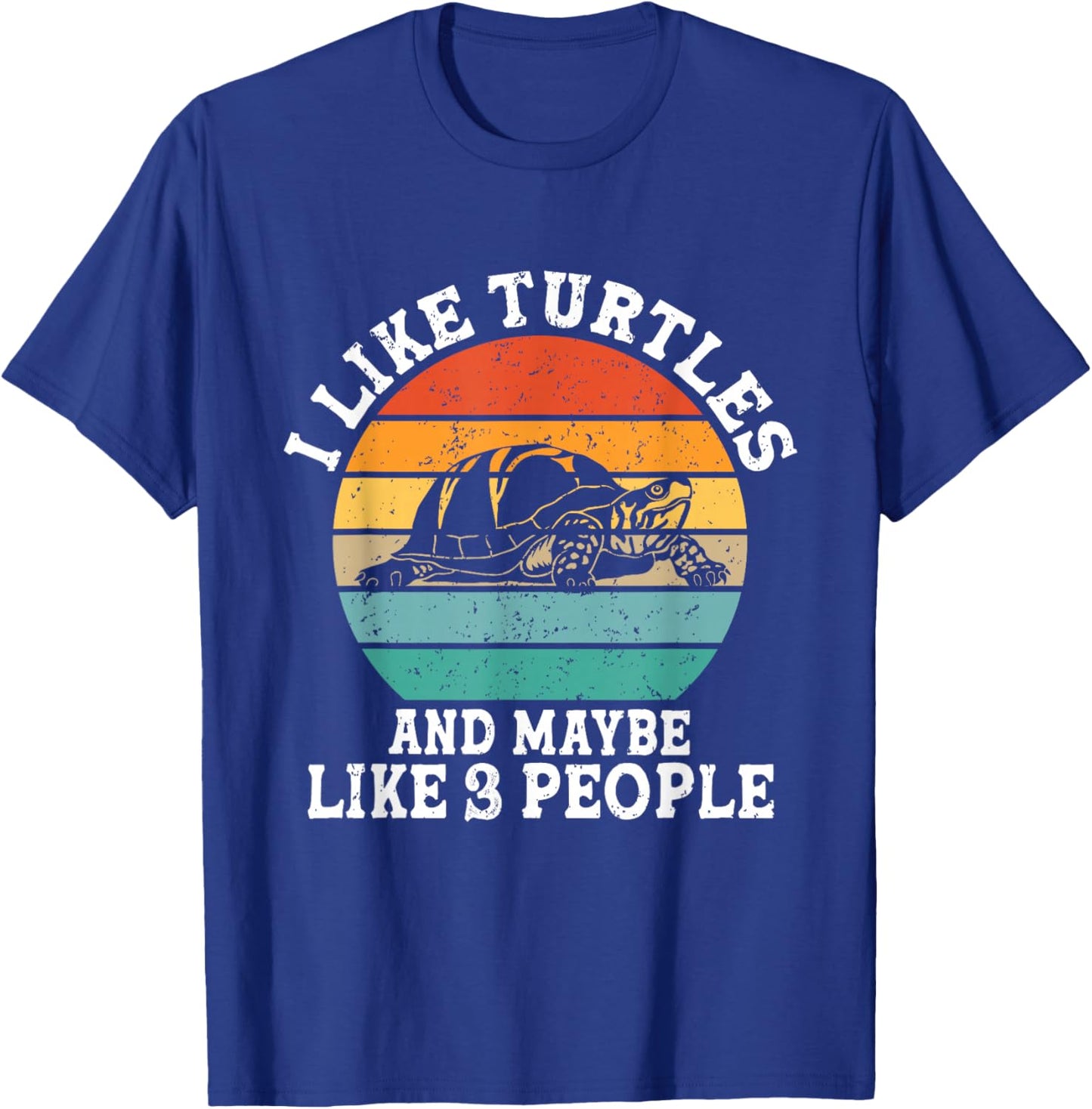 J'aime Les Tortues et Peut-être 3 Personnes, drôle et rétro T-Shirt - T-Shirt | Royal