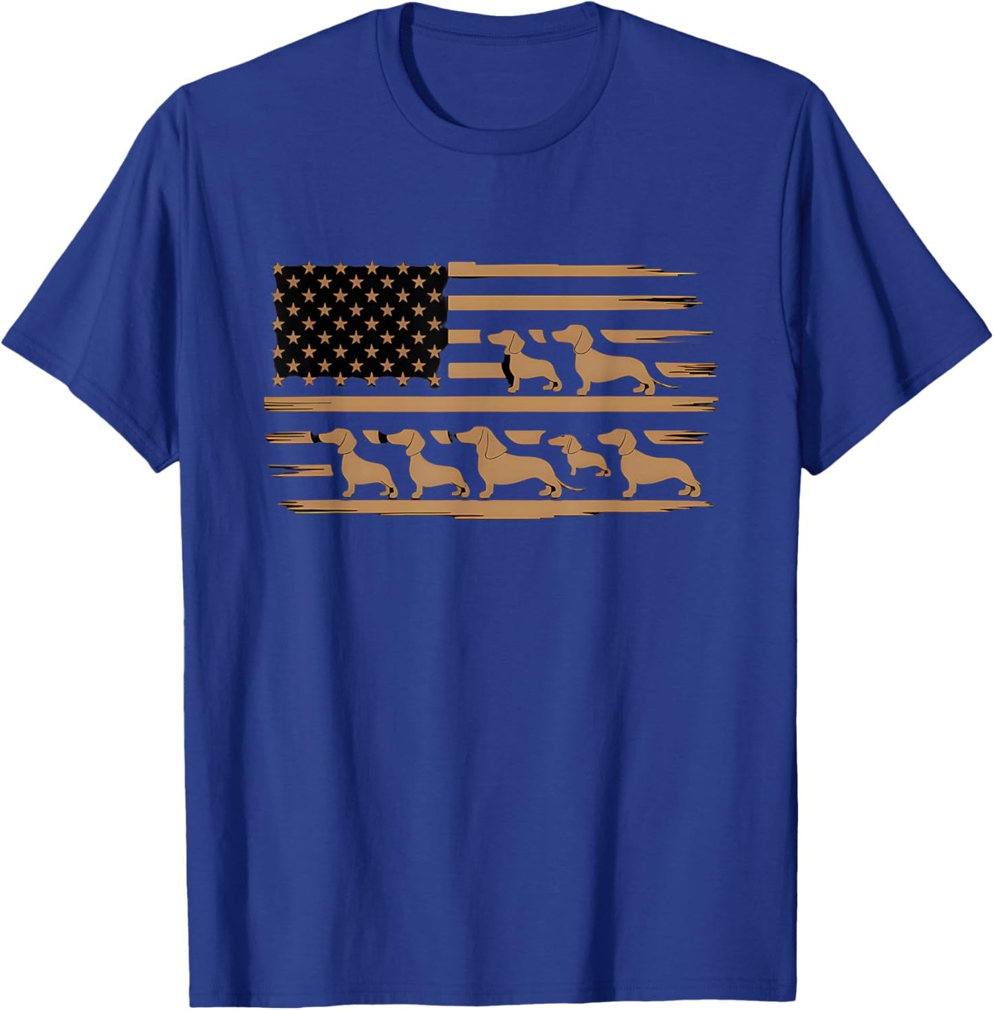 American USA Flag Patriotic Dachshund Dog Dad Fathers Day Women Kids T-Shirt - T-Shirt | Royal