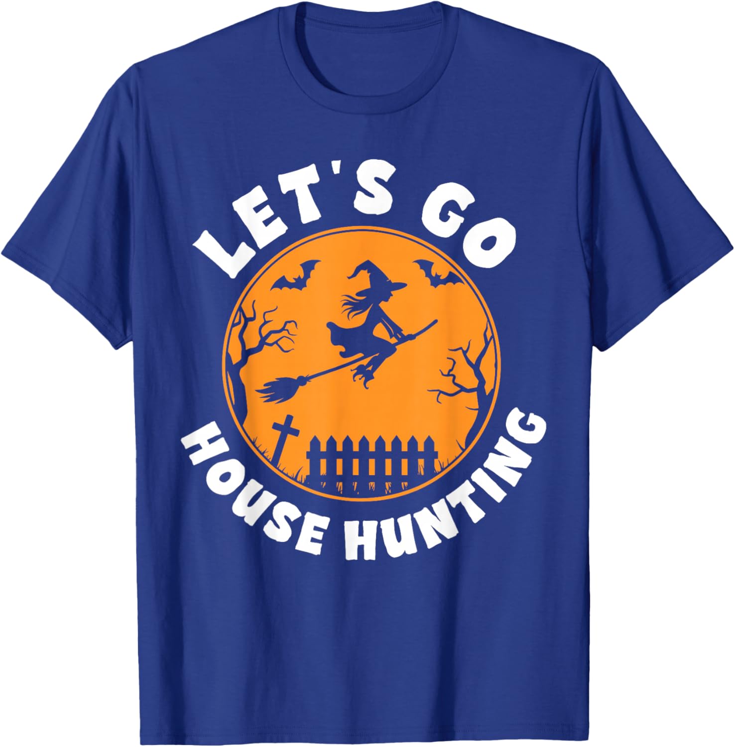 Retro Let's Go House Hunting Ghost Real Estate Halloween T-Shirt - T-Shirt | Royal