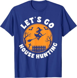 Retro Let's Go House Hunting Ghost Real Estate Halloween T-Shirt - T-Shirt | Royal