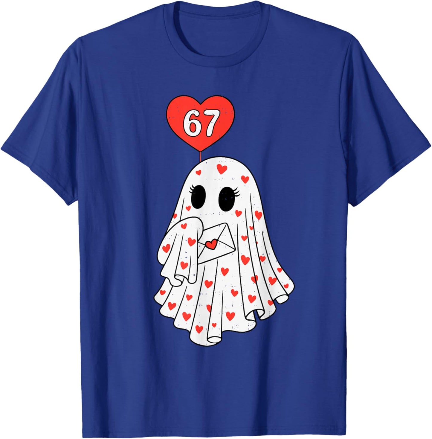 Cute Ghost 6 7 Six Seven Meme Valentines Day Men Women Kids T-Shirt - T-Shirt | Royal