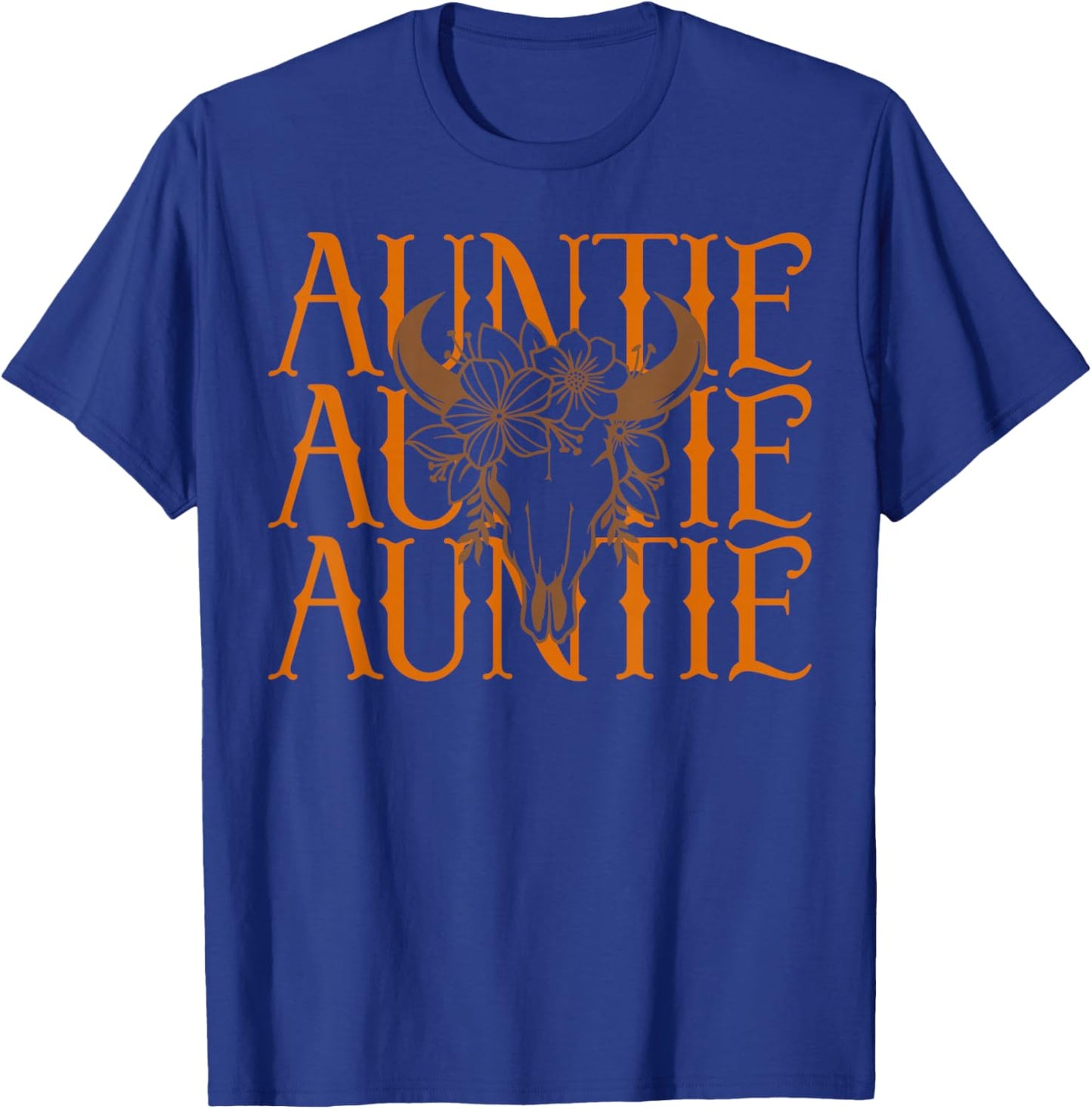 Auntie Western Cow Skull Cowgirl Rodeo Western New Aunt T-Shirt - T-Shirt | Royal