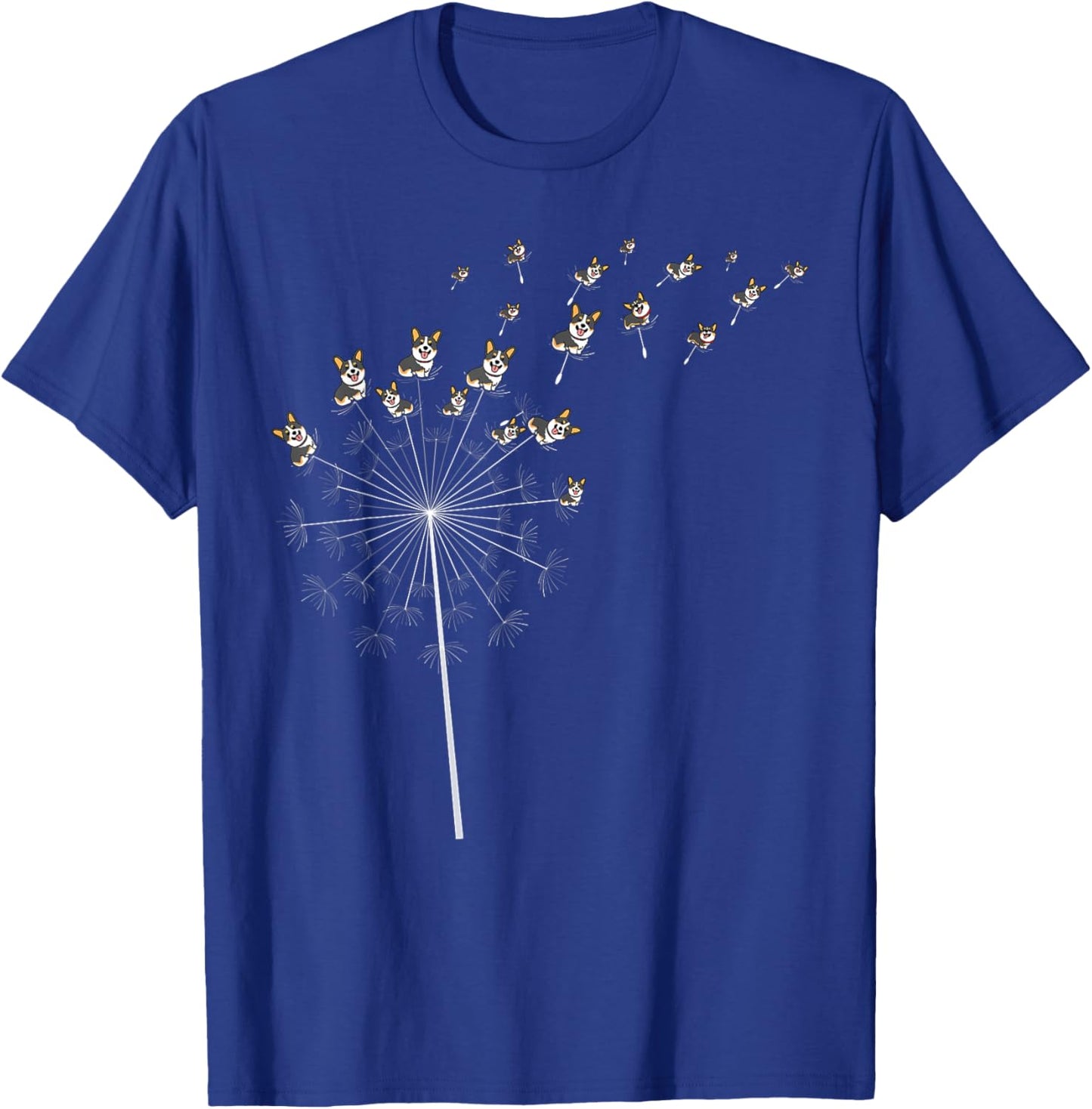 Tricolor Corgi Dandelion Funny Men Women Lover T-Shirt - T-Shirt | Royal