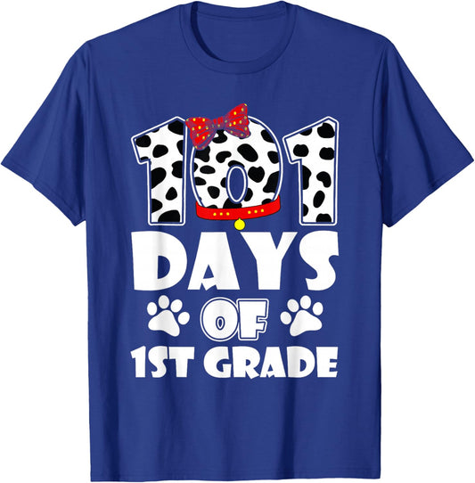 Happy 101 Days School 1st Grade Dog 100 Days Smarter Student T-Shirt - T-Shirt | Royal