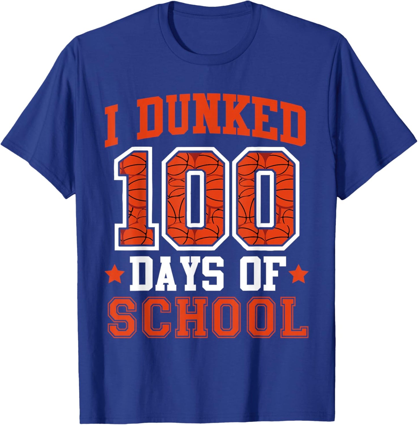 I Dunked 100 Days Of School Basketball 100th Day Kids Boys T-Shirt - T-Shirt | Royal