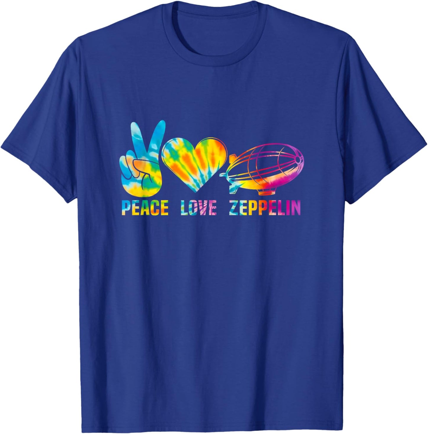 Tie Dye Dirigible Airship Blimp Zepelin Peace Love Zeppelin T-Shirt - T-Shirt | Royal
