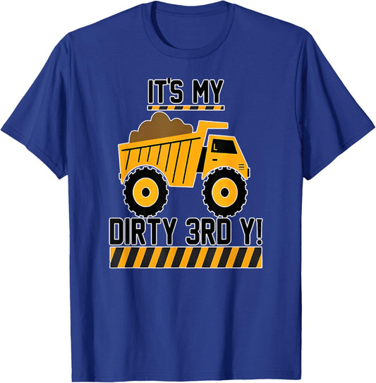 Kids Construction Truck 3rd Birthday Boy Builder 3 Three T-Shirt - T-Shirt | Royal