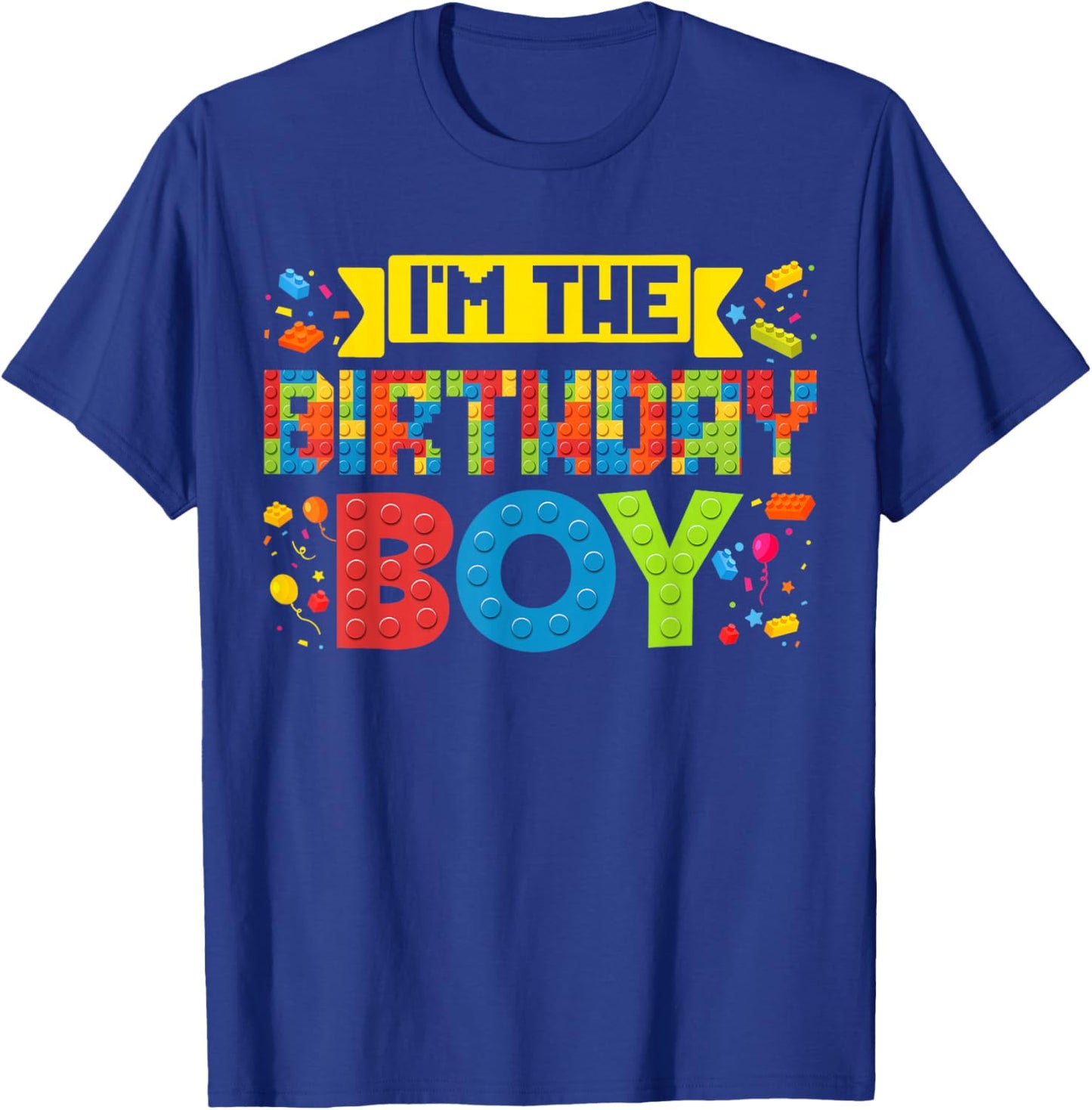 I'm The Birthday Boy Master Builder Building Bricks Blocks T-Shirt - T-Shirt | Royal