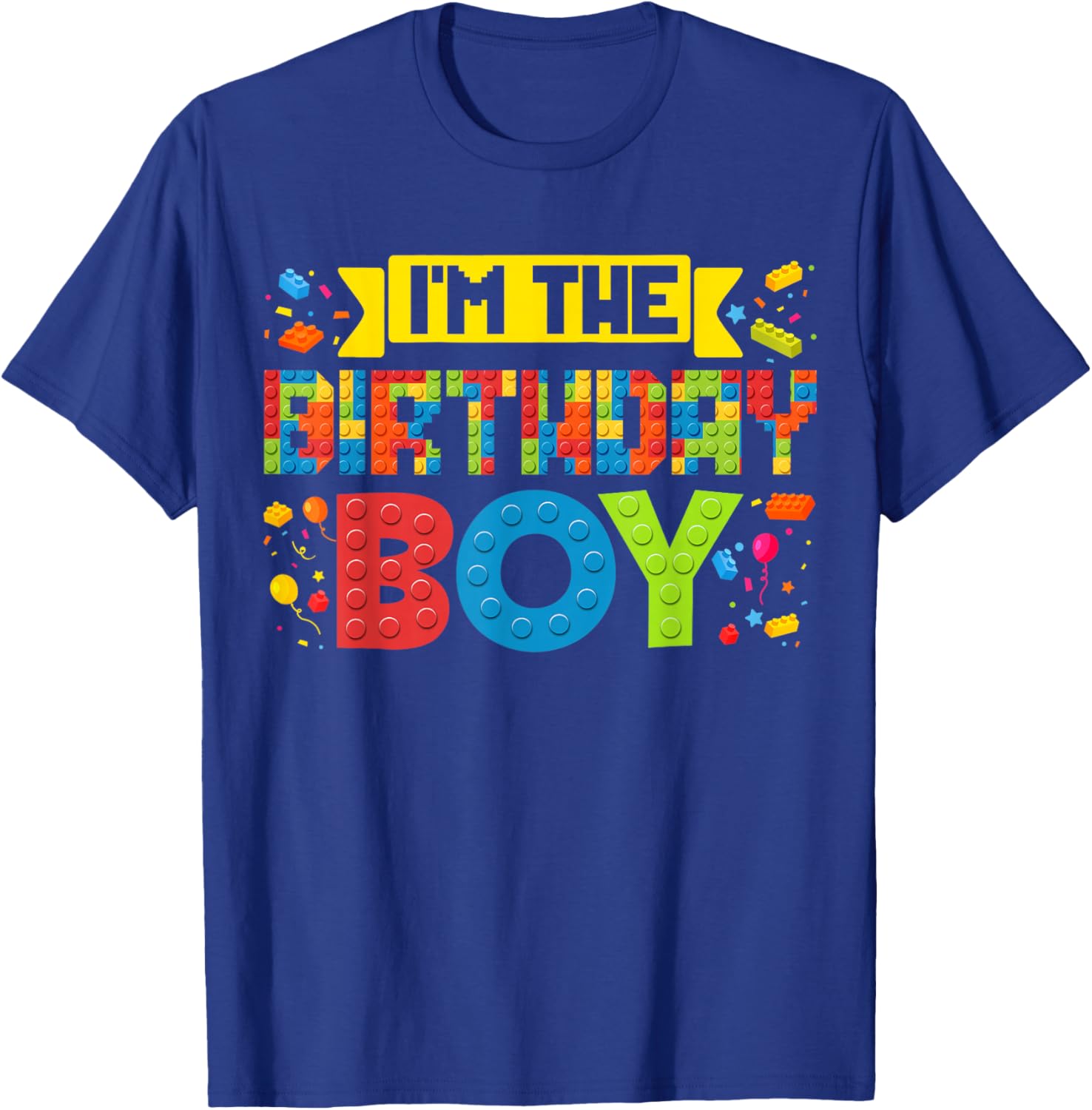 I'm The Birthday Boy Master Builder Building Bricks Blocks T-Shirt - T-Shirt | Royal