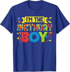 I'm The Birthday Boy Master Builder Building Bricks Blocks T-Shirt - T-Shirt | Royal