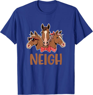 Neigh Funny Horse Lovers Cartoon Design Men Women Teen Kids T-Shirt - T-Shirt | Royal