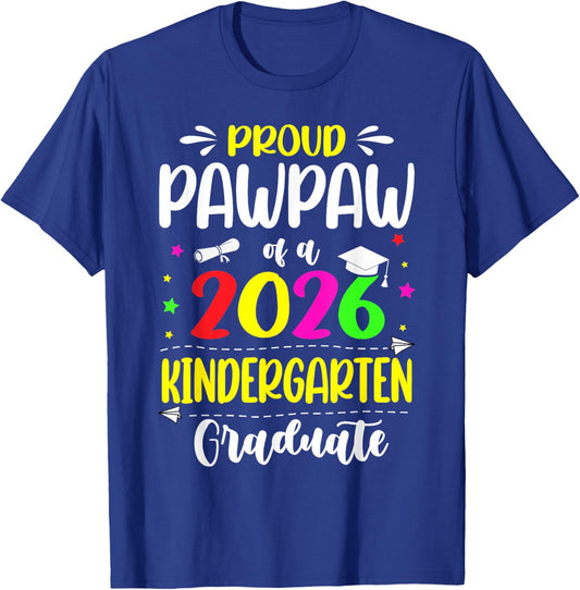 Proud Pawpaw Class of 2026 Kindergarten Graduate Kids T-Shirt - T-Shirt | Royal