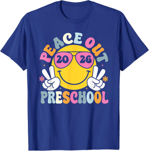 Peace Out Preschool Graduation Teacher Kids Class of 2026 T-Shirt - T-Shirt | Royal