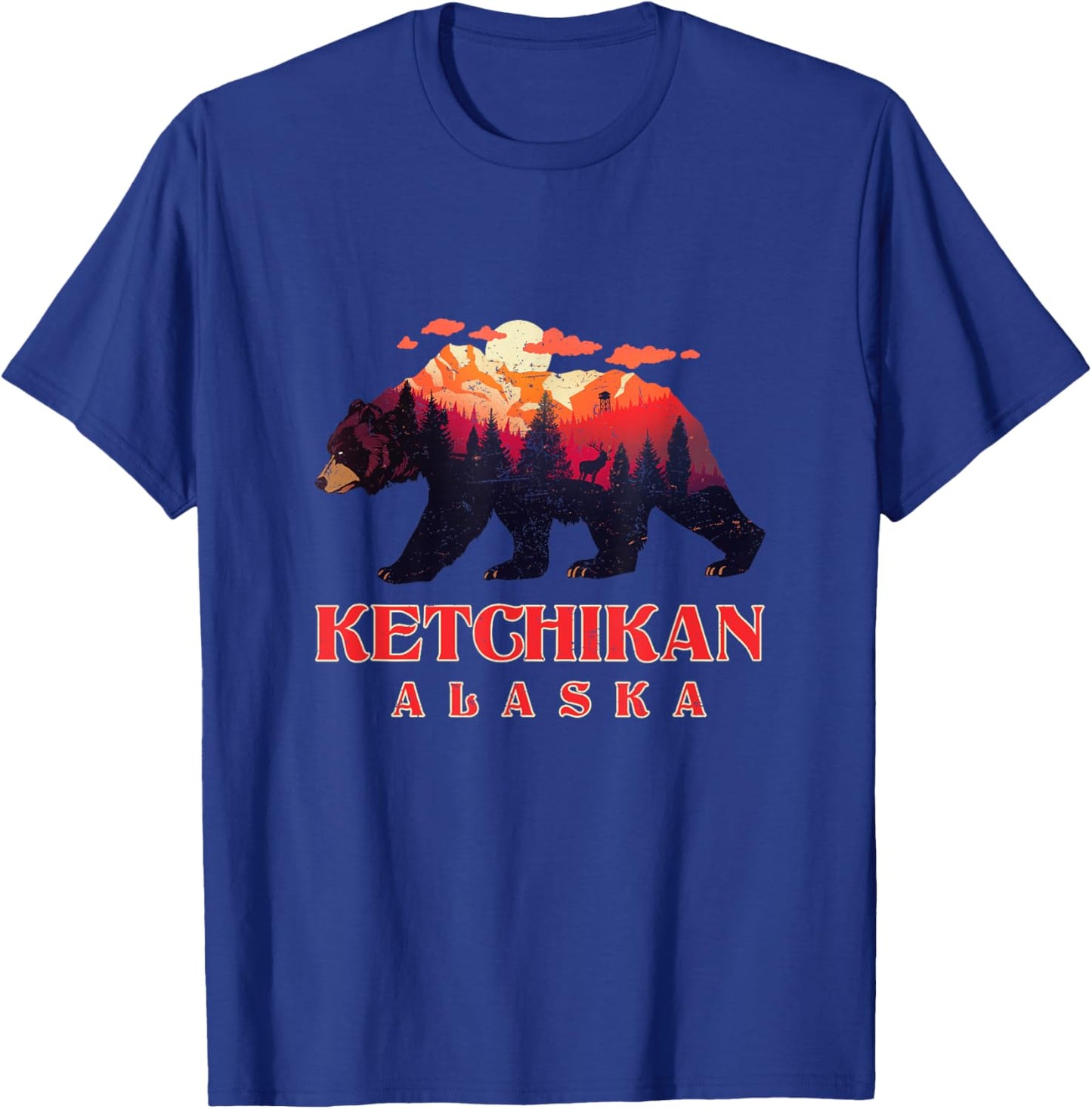 Vintage Mountain Grizzly Bear Ketchikan Alaska Hiking T-Shirt - T-Shirt | Royal