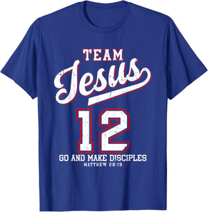 Jesus Baseball Team Jesus Christian Matthew 28:19 Verse T-Shirt - T-Shirt | Royal