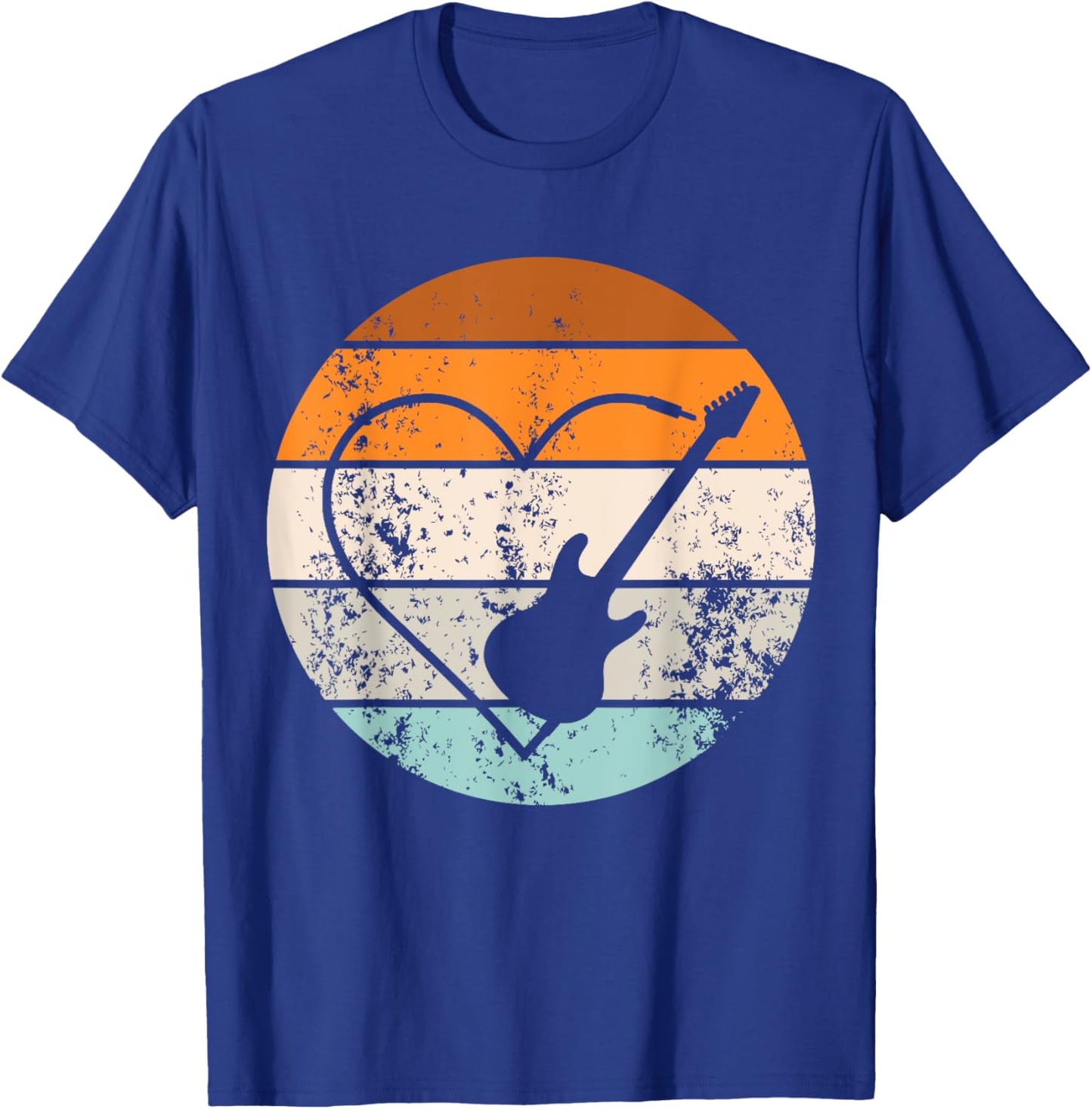 Retro Guitar Love Heart Player Guitarist Bassist Musician T-Shirt - T-Shirt | Royal
