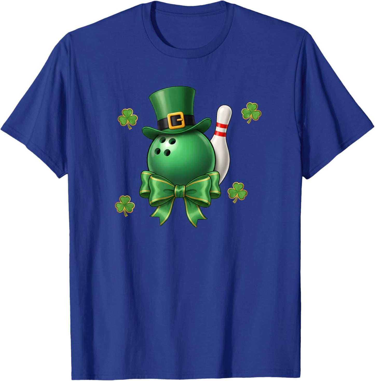St Patricks Day Bowling Leprechaun Shamrock Boys Girls T-Shirt - T-Shirt | Royal