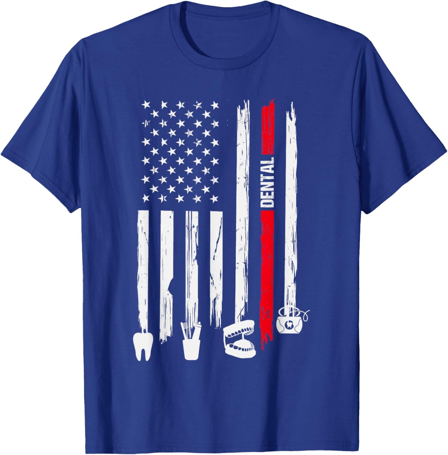 4th Of July Dental Dentist American Flag Patriotic Hygienist Men T-Shirt - T-Shirt | Royal