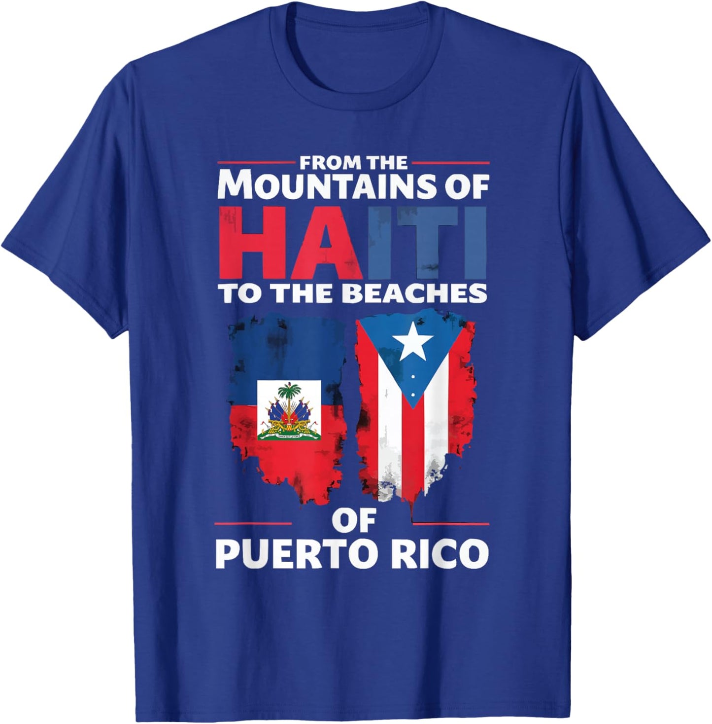 Half Haitian Half Puerto Rican Puerto Rico Flag Haiti T-Shirt - T-Shirt | Royal