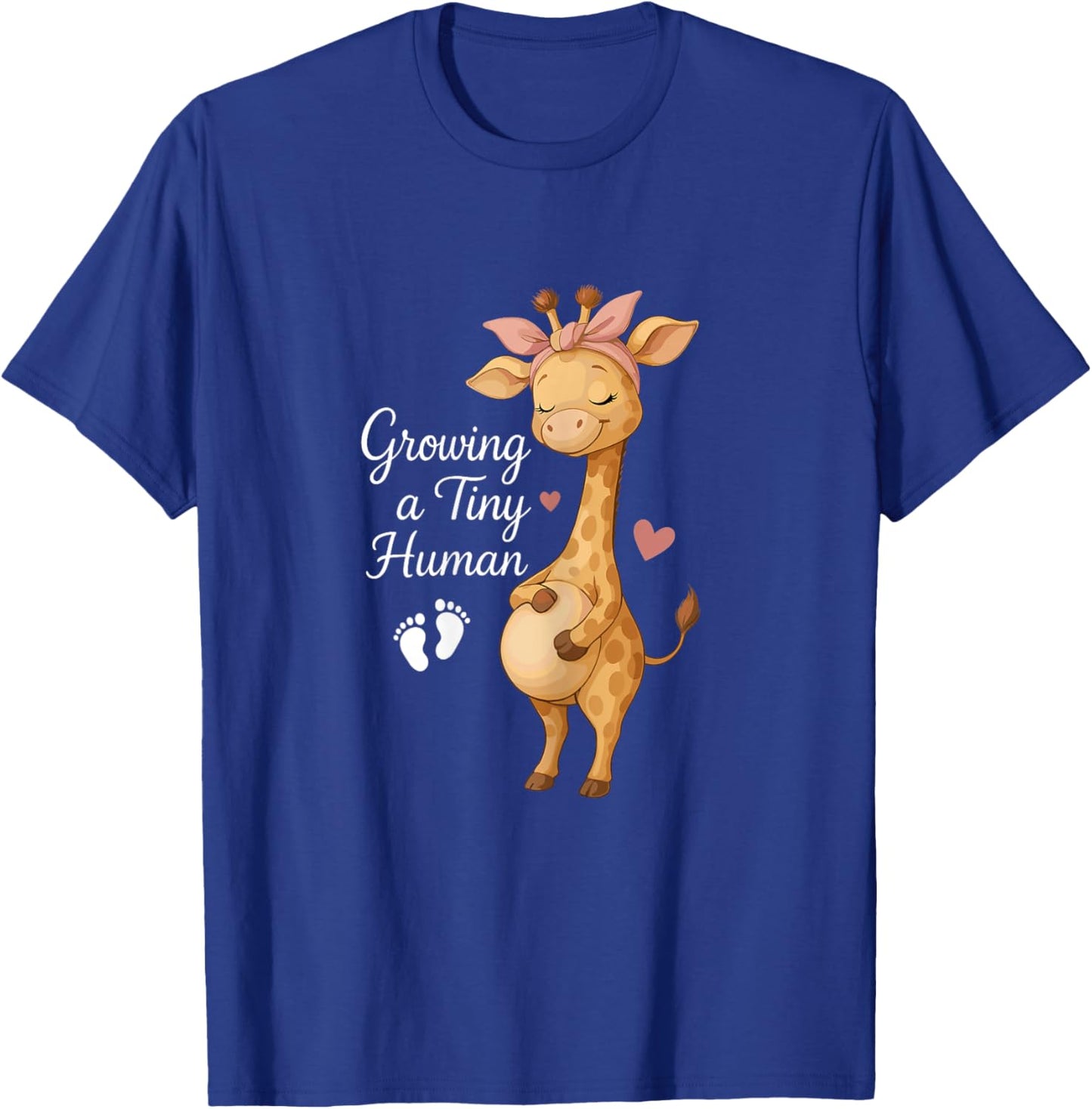Growing A Tiny Human Cute Giraffe Pregnancy Announcement T-Shirt - T-Shirt | Royal