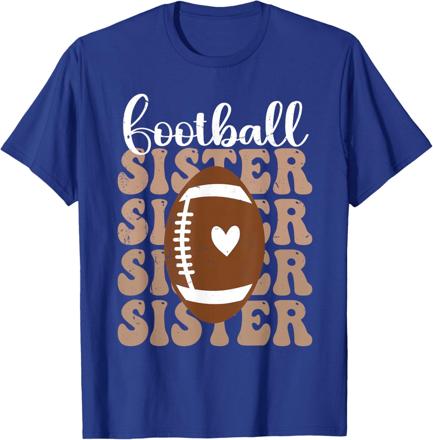 Football Sister Vintage Sport Lover Sister Mothers Day T-Shirt - T-Shirt | Royal