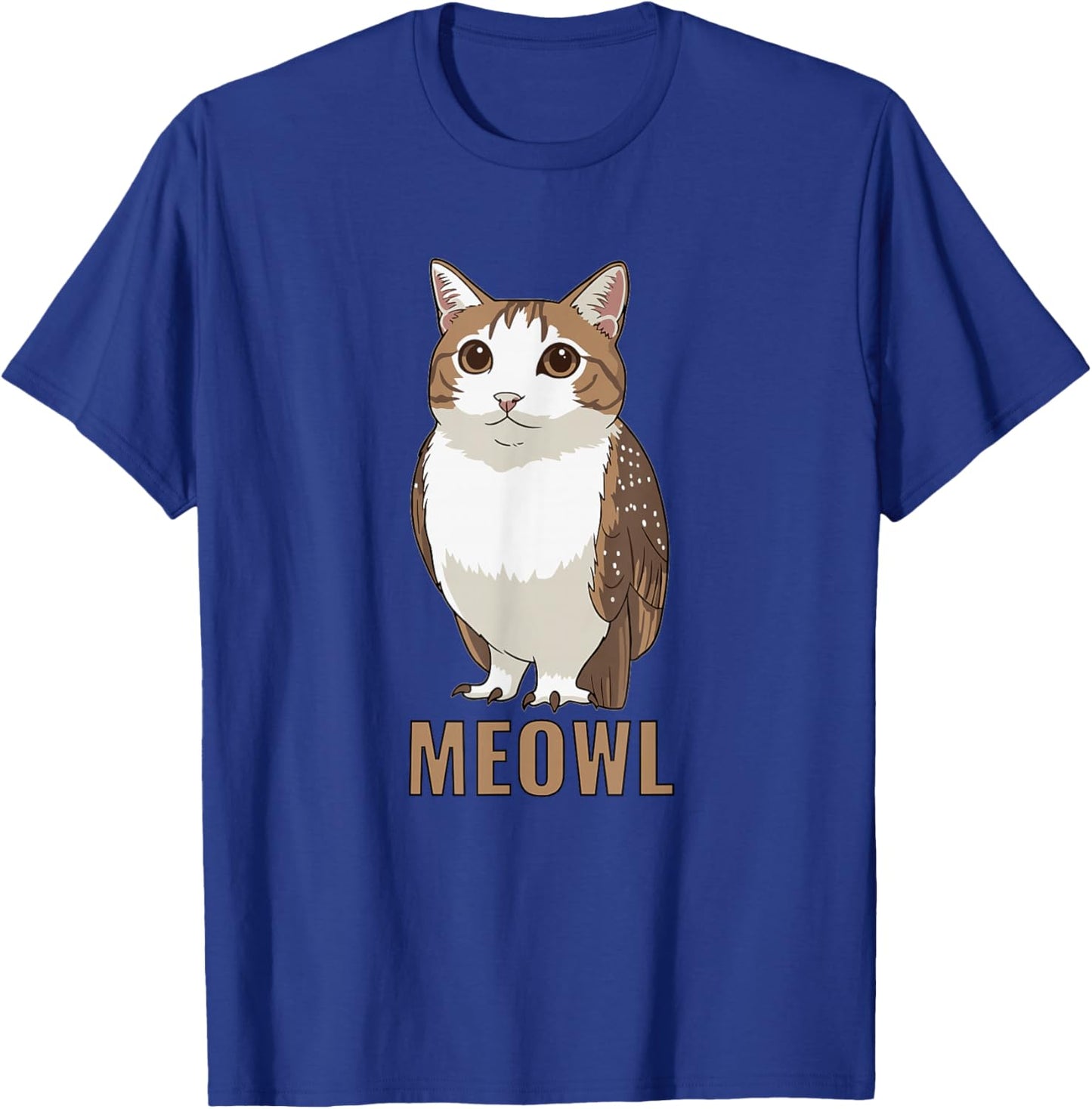 Meowl Cat Owl Meme Design - Internet Brainrot Culture T-Shirt - T-Shirt | Royal