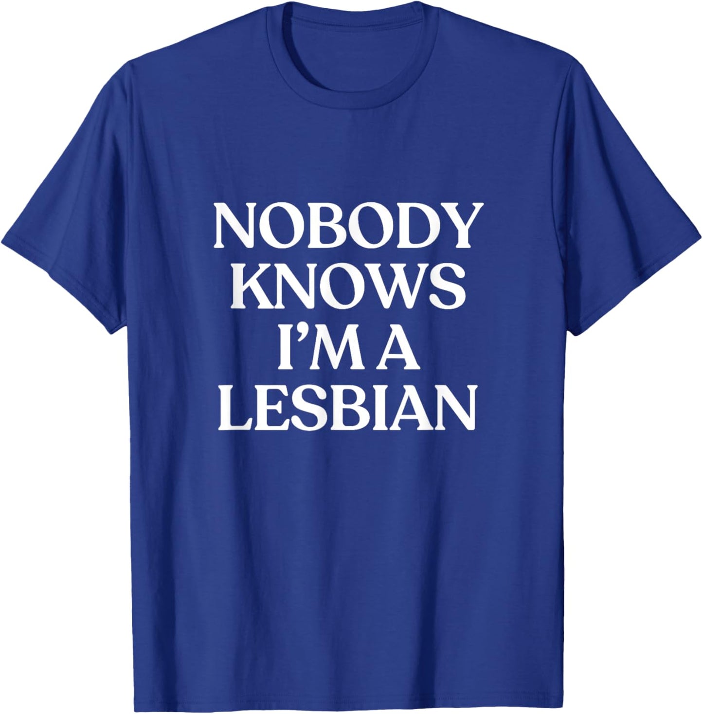 Nobody Knows I'm A Lesbian Y2K LGBTQ Funny Lesbian T-Shirt - T-Shirt | Royal