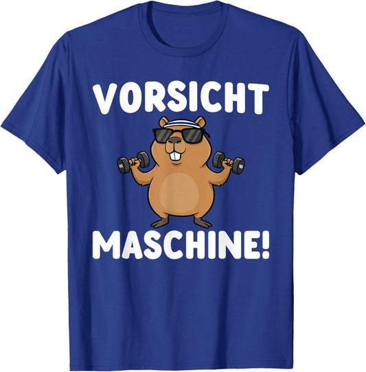 Fitness Vorsicht Maschine - Capybara Workout T-Shirt - T-Shirt | Royal