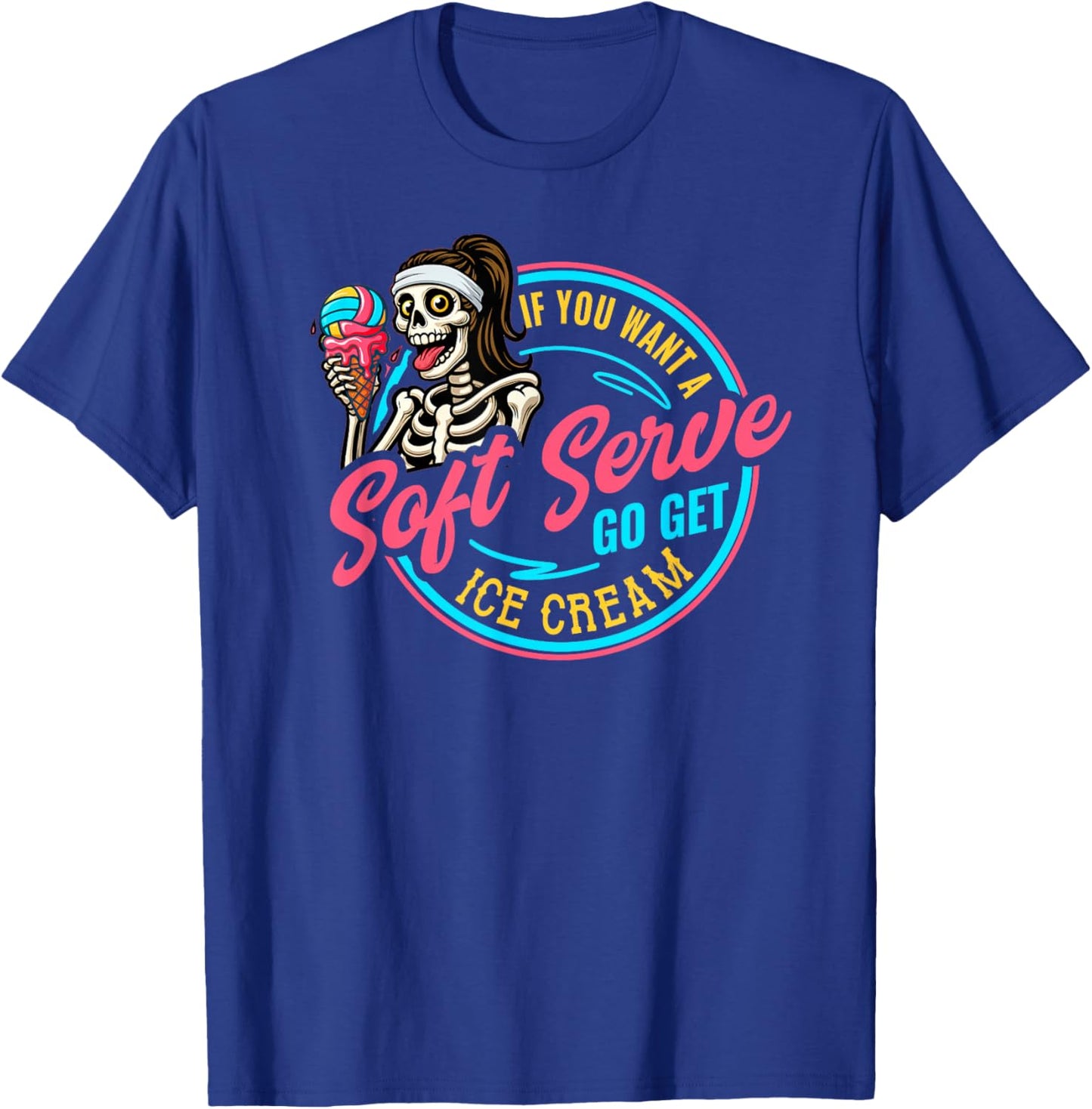 Volleyball Girl Soft Serve Skeleton Player Game Day Gear T-Shirt - T-Shirt | Royal