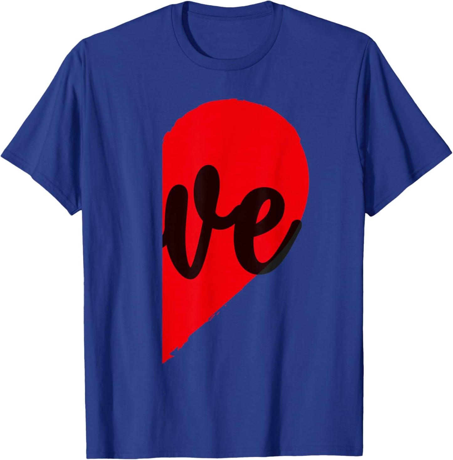 Couple Half Heart Love Funny Valentine's Day Women Men Adult T-Shirt - T-Shirt | Royal