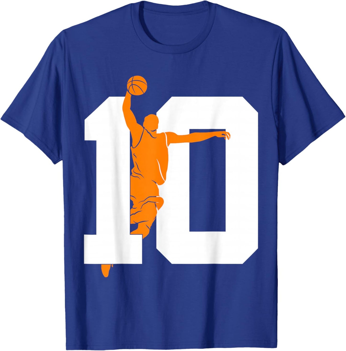 Number 10 Years Basketball 10th Birthday T-Shirt - T-Shirt | Royal