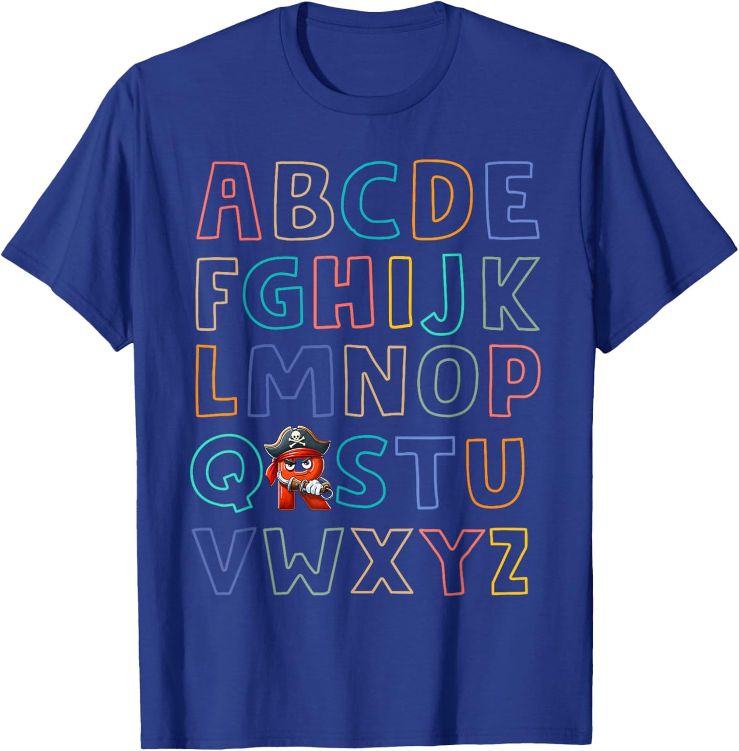 Funny Pirate Day Abc's Alphabet R Bandana Eyepatch Halloween T-Shirt - T-Shirt | Royal