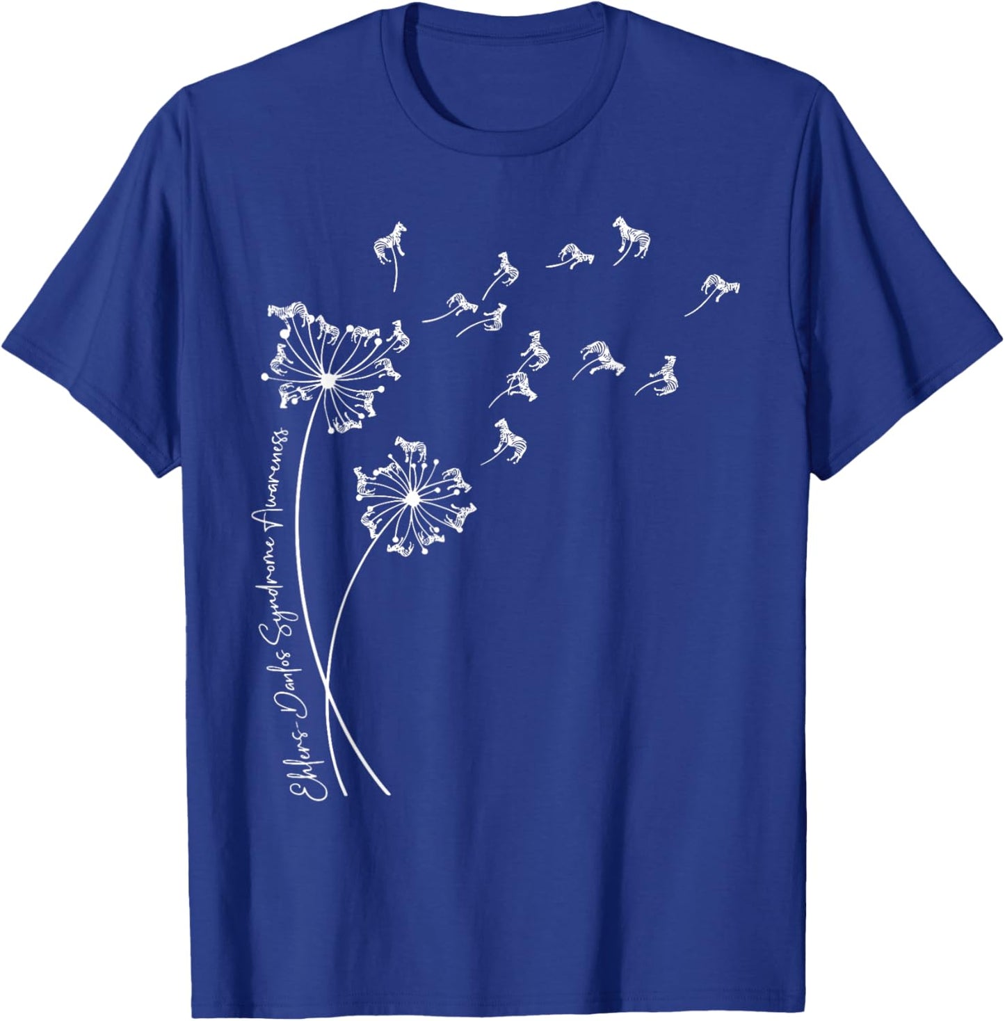 Ehlers Danlos Syndrome Zebra Dandelion EDS Awareness Support T-Shirt - T-Shirt | Royal