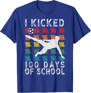 I Kicked 100 Days Of School Toddler Soccer T-Shirt - T-Shirt | Royal