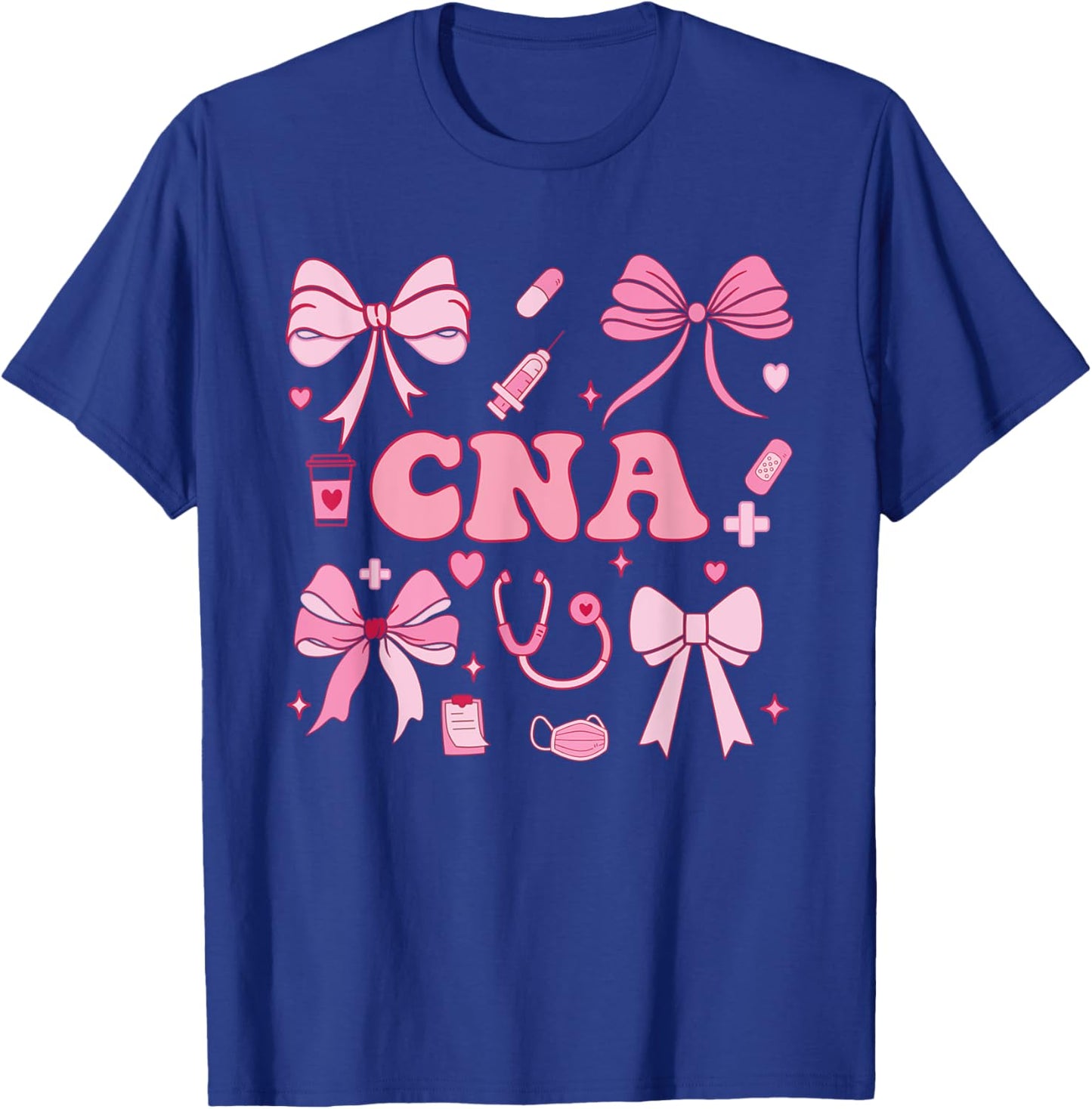 CNA Certified Nurse Assistant Coquette Bow T-Shirt - T-Shirt | Royal